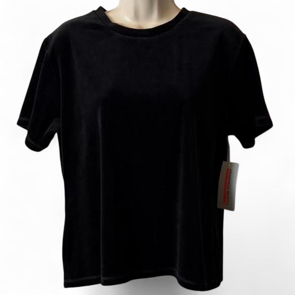 Rare Vintage 90s Amanda Smith Sport Black Velvet Top, Women's Size‎ L